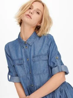 ONLY Blousejurken Blousejurk Chicago Dames Blauw -ONLY Elegant winkel a8b38b6139774cc76d8f8c274a273bde