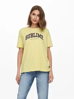 ONLY T-shirts Shirt Cana Dames Pasteelgeel -ONLY Elegant winkel a917b7a89dfb296651fd80886c590abf