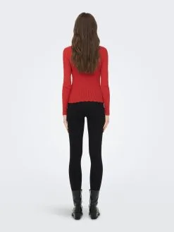 ONLY Fijngebreide Truien Trui Dee Dames Rood -ONLY Elegant winkel a932fbee202f9aa83a2714c78751ec55