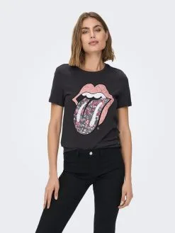 ONLY T-shirts Shirt ROLLING STONES Dames Antraciet -ONLY Elegant winkel aa0912f9ea6e879cc4f9bf54677a77af