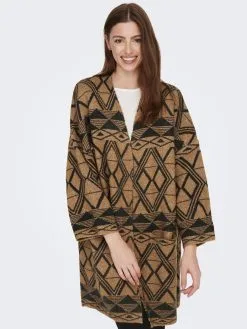 ONLY Vesten Gebreid Vest GEO LIFE Dames Lichtbruin -ONLY Elegant winkel aaac3554bee885347ec2cdb7e0c77a9f