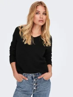 ONLY Fijngebreide Truien Trui Camilla Dames Zwart -ONLY Elegant winkel ab70bcfbf136c11d22e801d41d95ec03