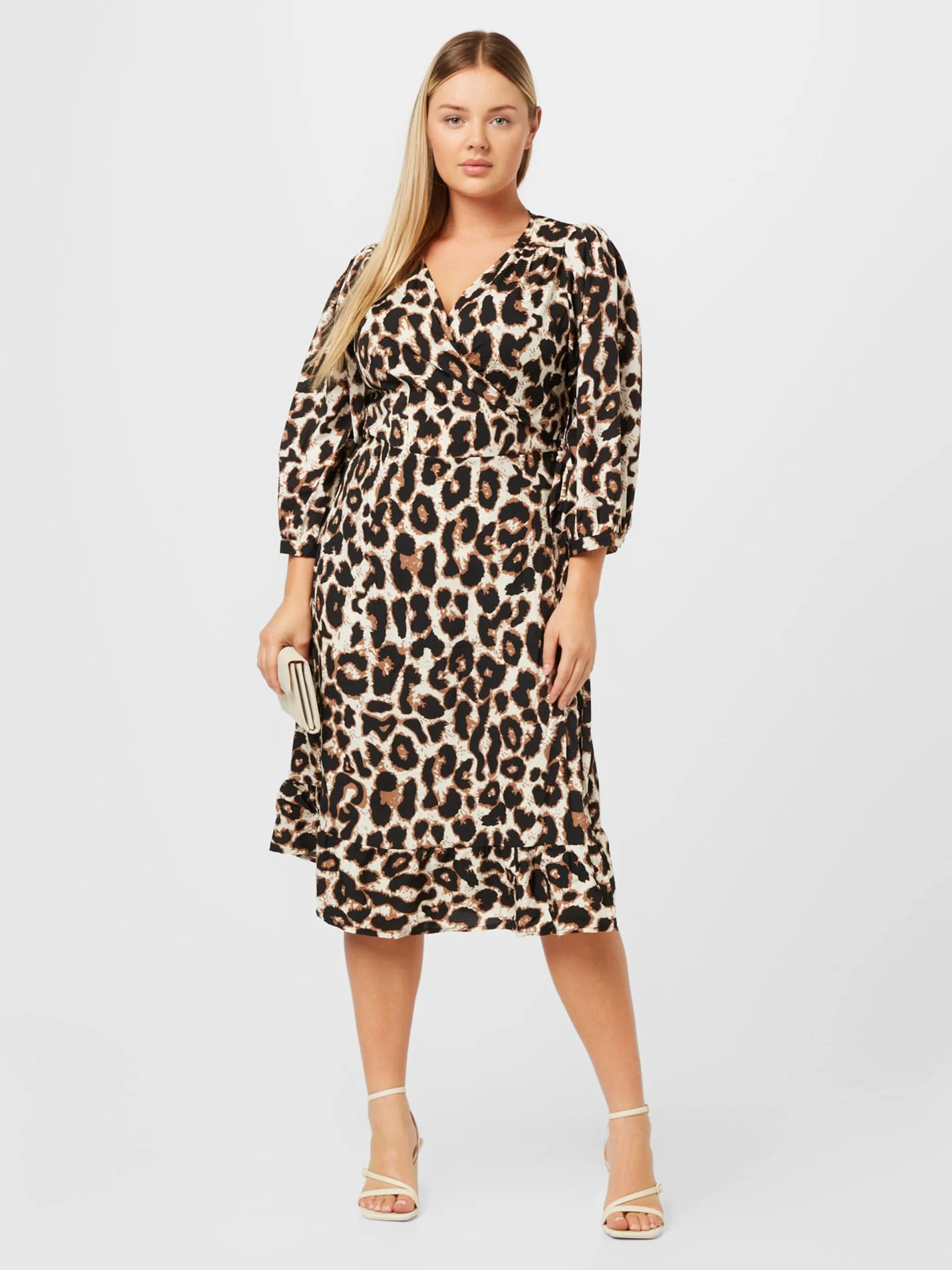 ONLY CARMAKOMA Midi Jurken Jurk LIVIA Dames Beige 5 ONLY CARMAKOMA Midi Jurken Jurk LIVIA Dames Beige - Afbeelding 5