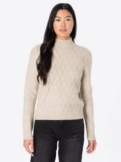 ONLY Fijngebreide Truien Trui MACADAMIA Dames Beige Gemêleerd -ONLY Elegant winkel ad721eb2c03129987c585654f9266b0b