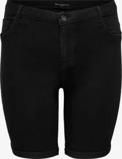 ONLY CARMAKOMA Denim Shorts Slimfit Jeans Dames Zwart