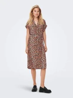 ONLY Blousejurken Blousejurk Dames Oranje / Zwart -ONLY Elegant winkel b14ba591caed9cf8be3f4a6900ee235c