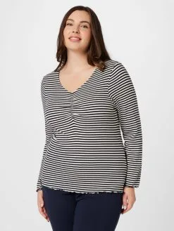 ONLY CARMAKOMA Longsleeves Shirt Maja Dames Marine / Wolwit -ONLY Elegant winkel b30f8fe4e4bd25e667bbdc4d74536945