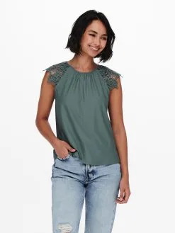 ONLY Kanten Tops Top Silja Dames Donkergroen -ONLY Elegant winkel b38e4ce59f0cb56f2126d8805304fc8b