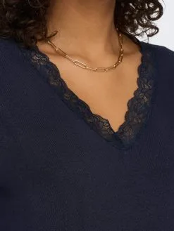 ONLY MATERNITY Fijngebreide Truien Trui Sunny Dames Nachtblauw -ONLY Elegant winkel b5f9aff508fd52e8136387900359f688