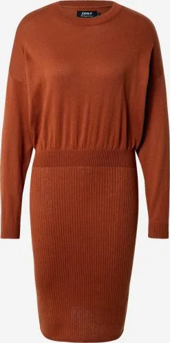 ONLY Jerseyjurken Jurk Bow Dames Roestbruin