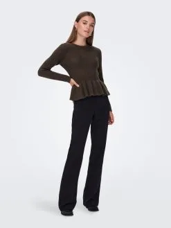 ONLY Fijngebreide Truien Trui Fia Katia Dames Chocoladebruin -ONLY Elegant winkel ba16b50de8d94d74a3fce167916478fe