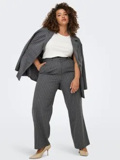 ONLY CARMAKOMA Pantalons Wide Leg Broek Dames Grijs / Lichtgrijs -ONLY Elegant winkel c0807aa226943e525ad8a55616af790d