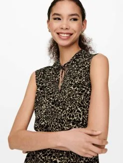 ONLY Midi Jurken Jurk Dames Beige / Zwart -ONLY Elegant winkel c0a73c1edb4ac71c04014b058bda8430