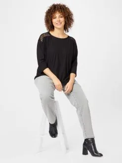 ONLY CARMAKOMA T-shirts Shirt SILJA Dames Zwart -ONLY Elegant winkel c0b03dcd055ffe9ea5ce8a0e0b191ca3