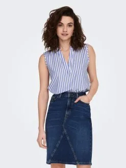 ONLY Blouse Tops Blouse Ida Dames Blauw -ONLY Elegant winkel c21775c7b4f7a904edab1ba55fb3525d