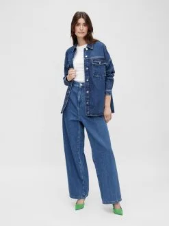 ONLY Jeans Wide Leg Bandplooi Jeans Una Dames Blauw -ONLY Elegant winkel c25005a691dbf726ada902dfcddddb03