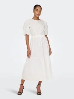 ONLY Midi Jurken Jurk Dames Wit -ONLY Elegant winkel c34b8ebcbfb937c8d3aeeb67bf4477f8