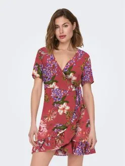 ONLY Mini Jurken Jurk NOVA Dames Bloedrood -ONLY Elegant winkel c4f026998ee66e201cd6b9e360b9bc68