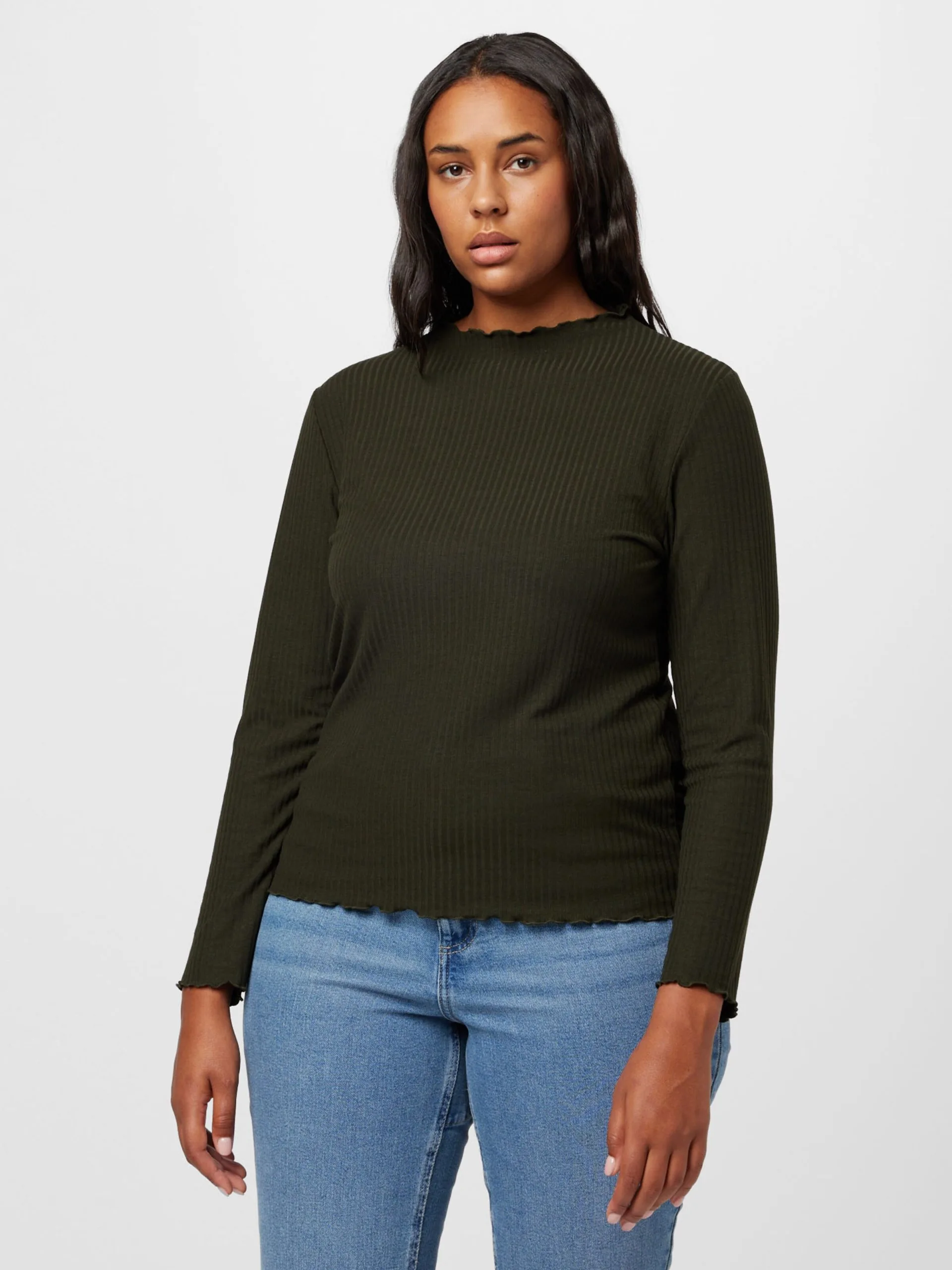 ONLY CARMAKOMA Longsleeves Shirt ALLY Dames Donkergroen 3 ONLY CARMAKOMA Longsleeves Shirt ALLY Dames Donkergroen - Afbeelding 3