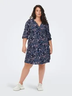 ONLY CARMAKOMA Mini Jurken Jurk Dames Marine / Lichtblauw -ONLY Elegant winkel c6b1275b8f302453b02745009fd8d03b