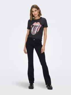 ONLY T-shirts Shirt ROLLING STONES Dames Antraciet -ONLY Elegant winkel c8faaaf5c75965694a0eaa58608aef06