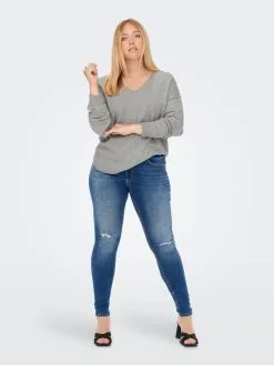 ONLY CARMAKOMA Fijngebreide Truien Trui Margareta Dames Grijs Gemêleerd -ONLY Elegant winkel cc28dd4092aa04e017cad5edf51ae2b6