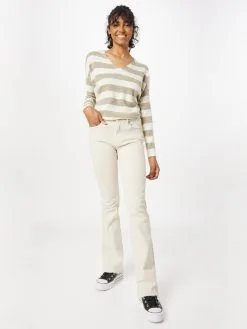 ONLY Fijngebreide Truien Trui AMALIA Dames Lichtbruin / Wit -ONLY Elegant winkel cd65810af136301f853a758df3dae1d0