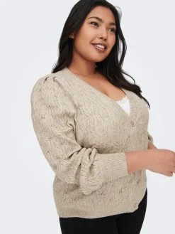 ONLY CARMAKOMA Vesten Gebreid Vest Fia Katia Dames Lichtbruin -ONLY Elegant winkel ce2430ff328df483c5a2fad3b85cde36