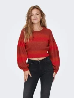 ONLY Fijngebreide Truien Trui RAIN Dames Oranje -ONLY Elegant winkel ceb829e2880403bb1b8eba00768c2e16