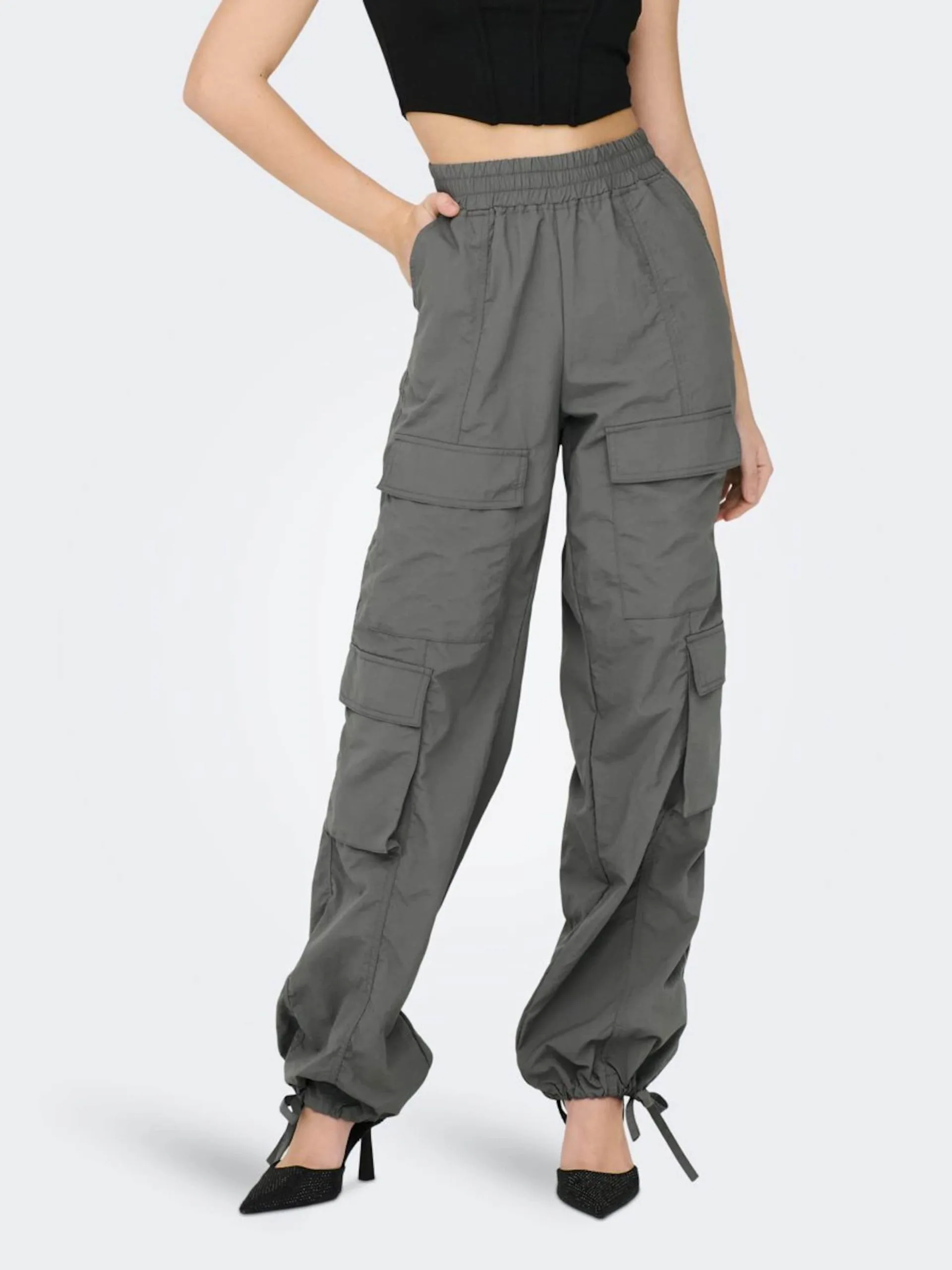 ONLY Cargobroeken Tapered Cargobroek Dames Donkergrijs 3 ONLY Cargobroeken Tapered Cargobroek Dames Donkergrijs - Afbeelding 3