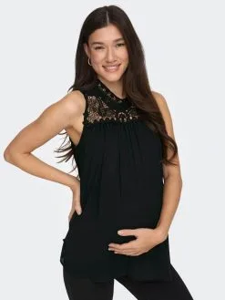 ONLY MATERNITY Kanten Tops Top Dames Zwart -ONLY Elegant winkel d1509f4f7e7466814bd38098bfc01b4e