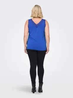 ONLY CARMAKOMA Kanten Tops Top Dames Blauw -ONLY Elegant winkel d280814995b41a5cff0d16911e4f1d1f