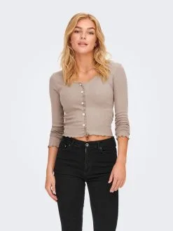 ONLY Vesten Gebreid Vest Laila Dames Cappuccino -ONLY Elegant winkel d36f884630b412cda319bc6697e68e71