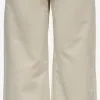 ONLY Ribbroeken Loosefit Broek Hope Dames Lichtbeige