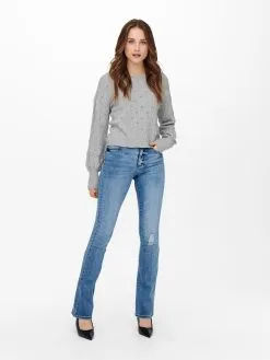 ONLY Fijngebreide Truien Trui Nala Dames Grijs -ONLY Elegant winkel d4d022d01fbe8238a789eaa0c1c3a24f