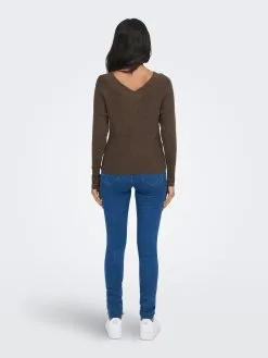 ONLY Fijngebreide Truien Trui Dames Chocoladebruin -ONLY Elegant winkel d50ea6907a7f0f3fe4d2096fd566c510