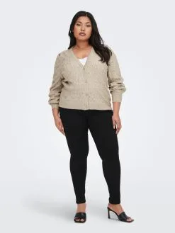 ONLY CARMAKOMA Vesten Gebreid Vest Fia Katia Dames Lichtbruin -ONLY Elegant winkel d53e2a8001776ec32c77115b9592e1ed