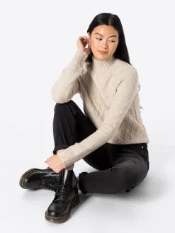 ONLY Fijngebreide Truien Trui MACADAMIA Dames Beige Gemêleerd -ONLY Elegant winkel d54863b0982ca335278f7b8ac04e20fb