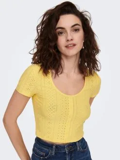 ONLY T-shirts Shirt Sandra Dames Mosterd -ONLY Elegant winkel d5e8edb5771b50121b8ef2d739653100