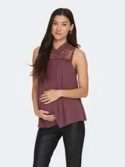 ONLY MATERNITY Kanten Tops Top Dames Bruin -ONLY Elegant winkel d6572373ec9d47610d010a14fa2806a6