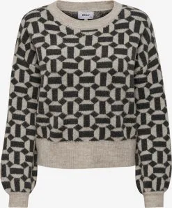 ONLY Fijngebreide Truien Trui Geo Dames Beige Gemêleerd
