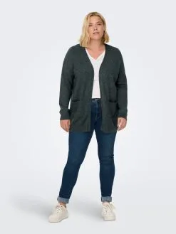 ONLY CARMAKOMA Vesten Gebreid Vest Dames Donkergroen -ONLY Elegant winkel d75a8c67ac62729a7aba061436285cd2