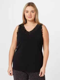 ONLY CARMAKOMA Kanten Tops Top BENNEDIKTE Dames Zwart -ONLY Elegant winkel d9577e4c535789d50732f1850a2719ec