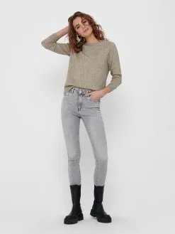 ONLY Fijngebreide Truien Trui Lesly Kings Dames Beige -ONLY Elegant winkel daa3a6ede4d93f8cab295f2932e87a14