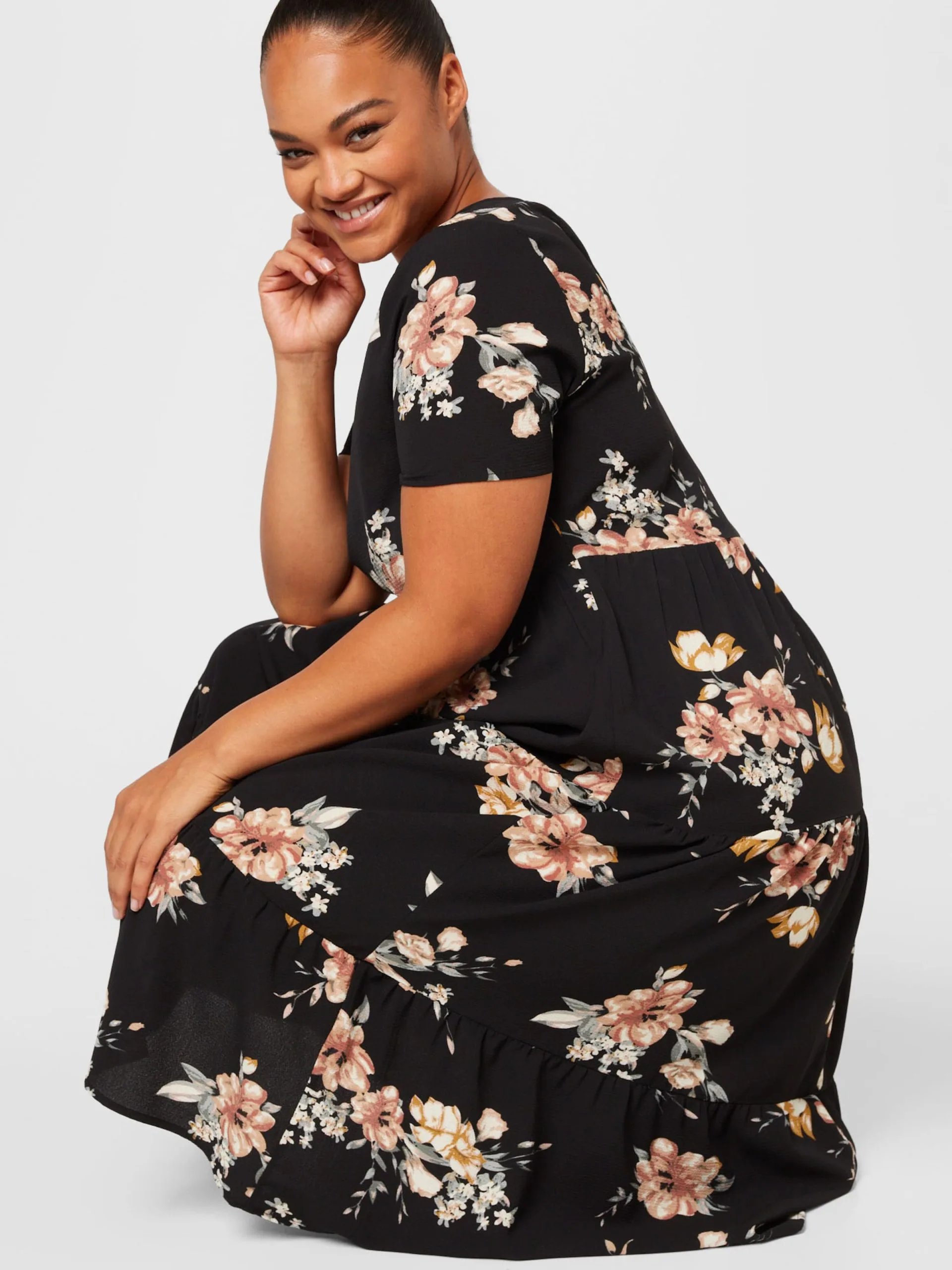 ONLY CARMAKOMA Midi Jurken Jurk LUX CELI Dames Zwart 2 ONLY CARMAKOMA Midi Jurken Jurk LUX CELI Dames Zwart - Afbeelding 2