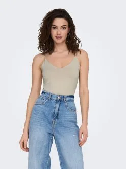 ONLY Spaghetti Tops Top Dames Donkerbeige -ONLY Elegant winkel dd5d2a2d68fea8c3b08f3ab6d2e8e9b8