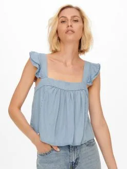 ONLY Blouse Tops Blouse Boho Dames Lichtblauw -ONLY Elegant winkel e1073534a2f93adb76da9e846f444640