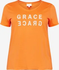 ONLY CARMAKOMA T-shirts Shirt QUOTE Dames Oranjerood