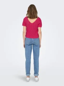 ONLY Fijngebreide Truien Trui Becca Dames Fuchsia -ONLY Elegant winkel e368c33b37bdba5f6b90468244031000