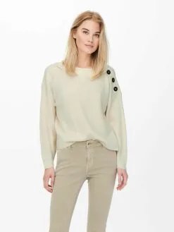 ONLY Fijngebreide Truien Trui KATIA Dames Wolwit -ONLY Elegant winkel e47ab06873977c89df1adee6a2c1a687